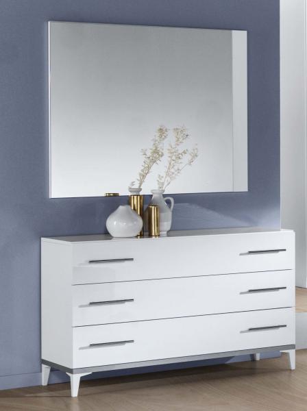 Product photograph of Elegance White Italian 3 Drawer Dresser And Mirror from Choice Furniture Superstore.